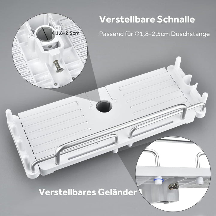 LOLYPOT Duschablage Ohne Bohren Teleskopisch 32-48cm, Duschablage zum hängen Badezimmer Organizer, D
