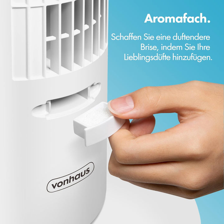 VonHaus Turmventilator 80 cm Weiss, 70° Oszillierender Standventilator mit 2-H Timer, 3 Geschwindigk