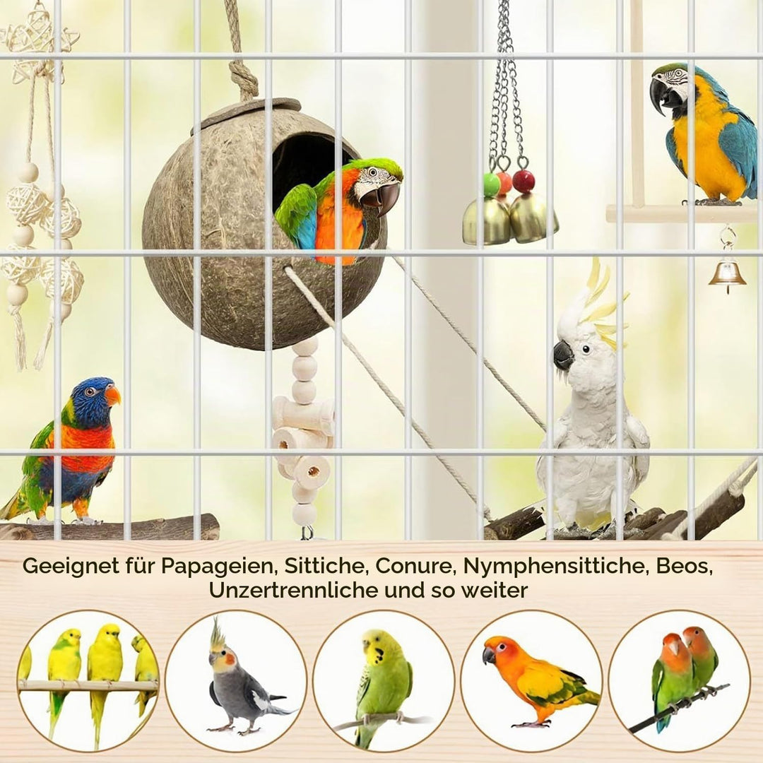 7 Stück Vogel Spielzeug, Wellensittich Zubehör, Vogelkäfig Zubehör, Vogel Spielzeug Wellensittich Sp
