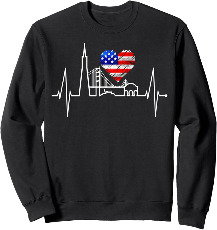 San Francisco Skyline Herzschlag Kalifornien San Francisco Sweatshirt