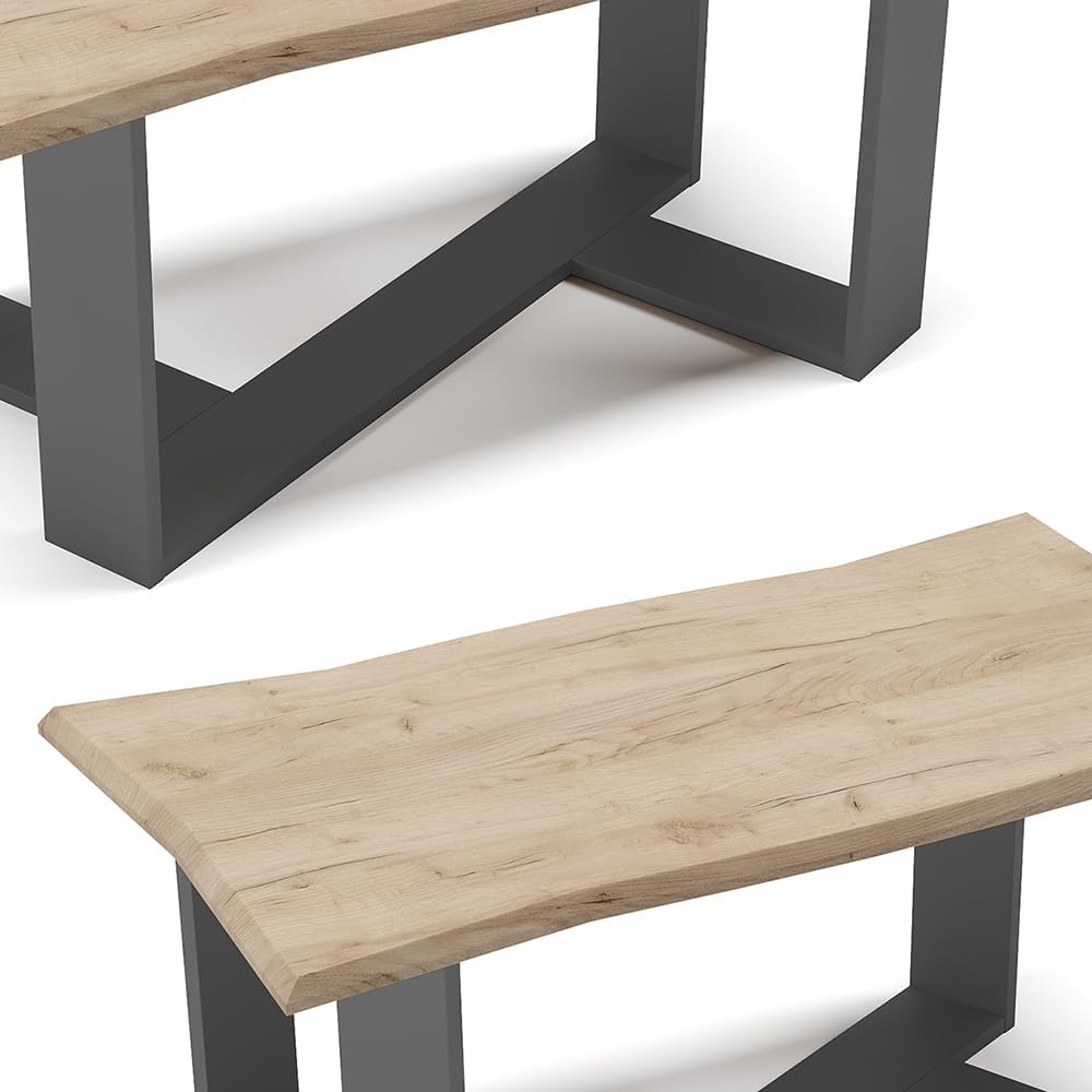 Vicco Couchtisch Sofatisch Beistelltisch Arne Baumkante Goldkraft/Anthrazit