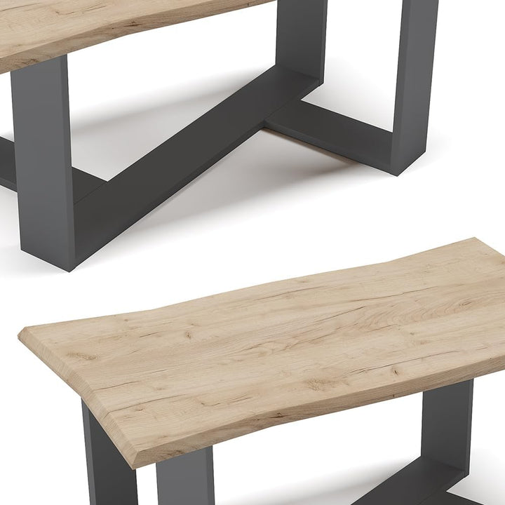 Vicco Couchtisch Sofatisch Beistelltisch Arne Baumkante Goldkraft/Anthrazit