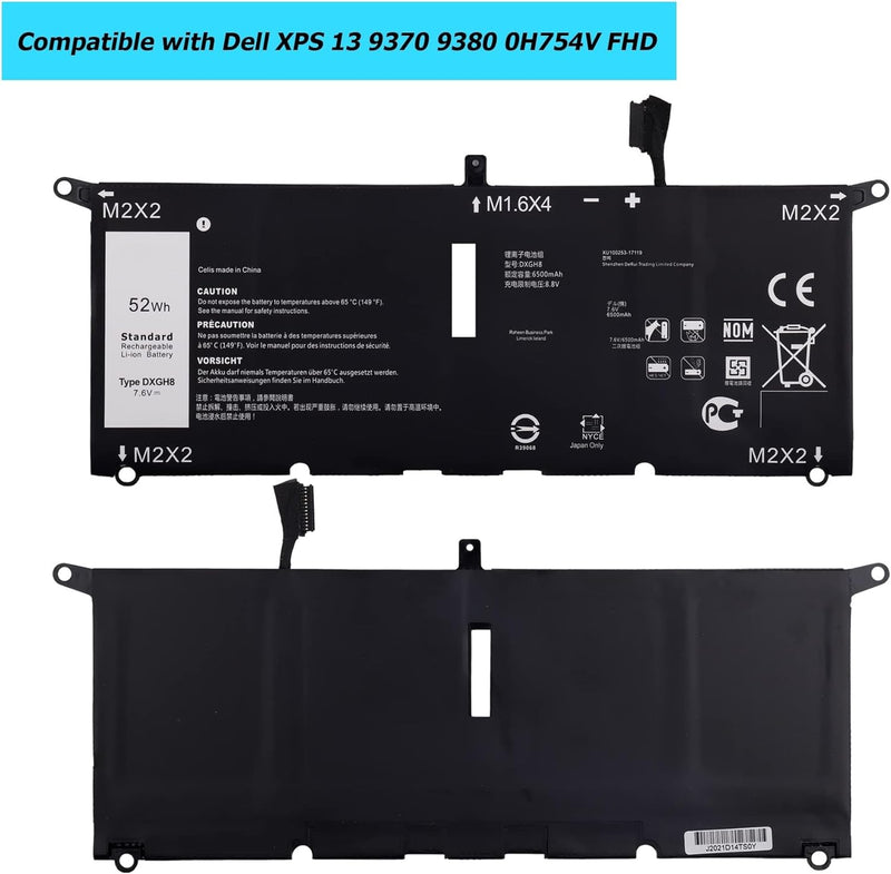 Vvsialeek DXGH8 Laptop Akku Kompatibel Für Dell XPS 13 9370 9380 0H754V FHD 13-9370-D1705S Series No