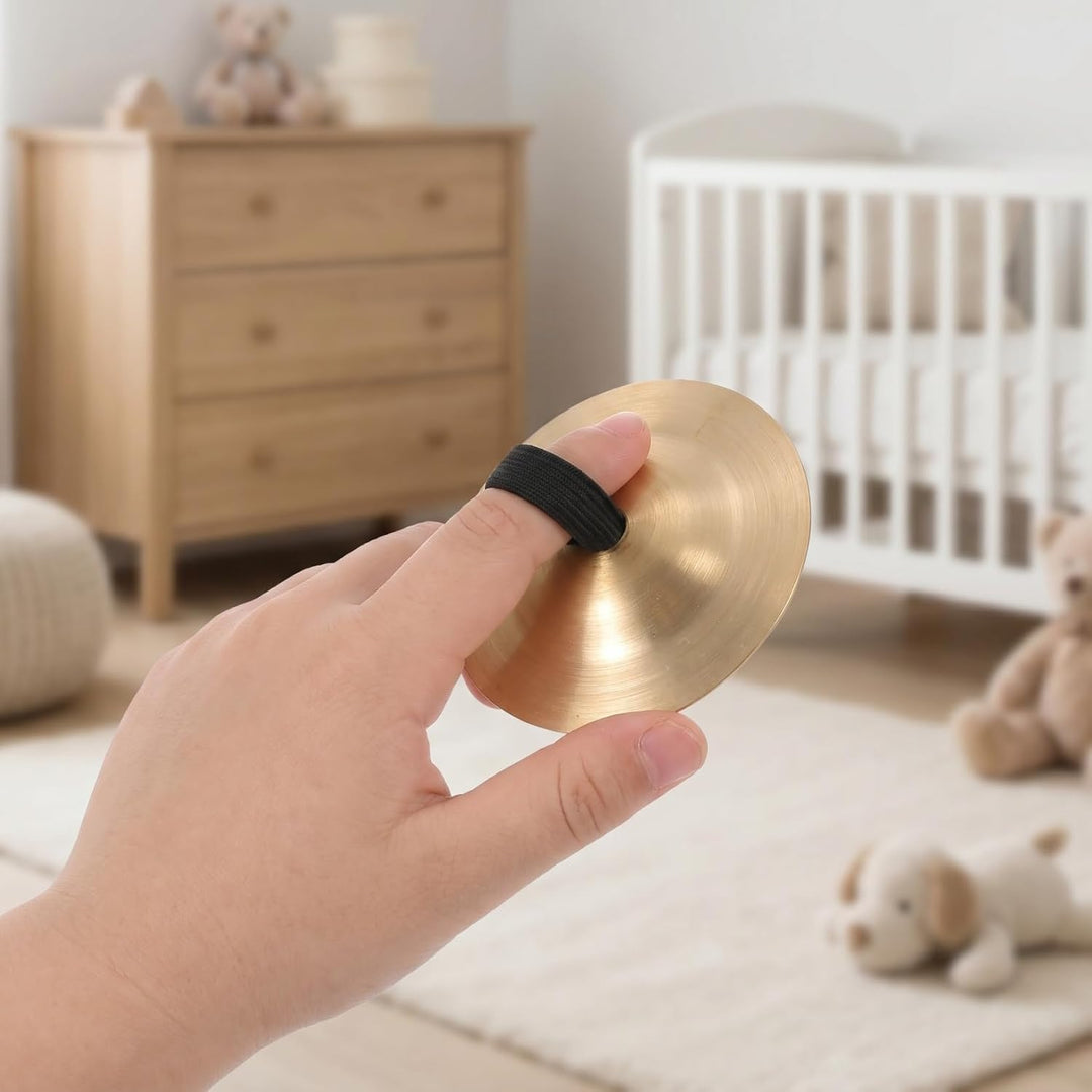 Vaguelly 5 Paar Fingerzimbeln, Kupfer Mini Finger Becken Handbecken mit elastischen Band, Bauchtanz