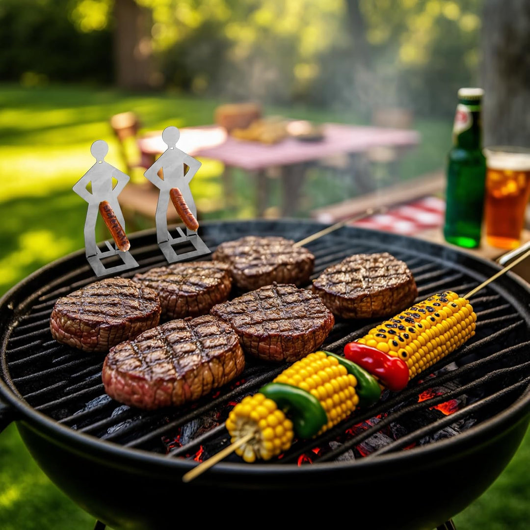 SEIWEI 4 Stück Grillwursthalter, Hot-Dog-Rack aus Edelstahl, Kochgerät für den Aussenbereich zum Gri