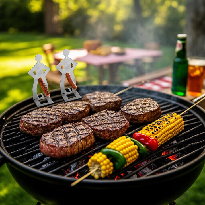 SEIWEI 4 Stück Grillwursthalter, Hot-Dog-Rack aus Edelstahl, Kochgerät für den Aussenbereich zum Gri