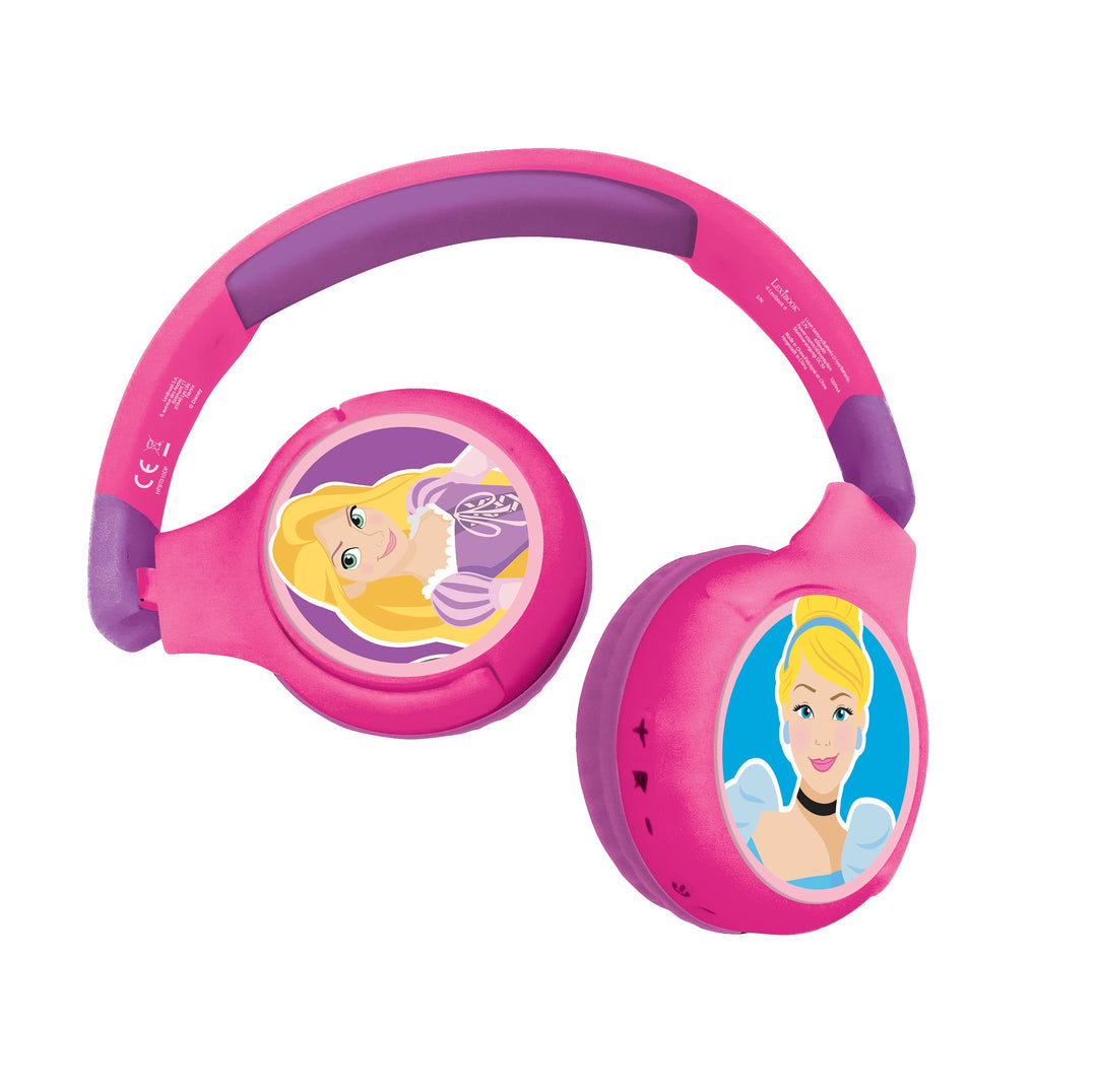 Lexibook - Disney Prinzessinnen - 2-in-1 Audio-Kopfhörer mit Bluetooth und Kabel, Stereo, drahtlos,