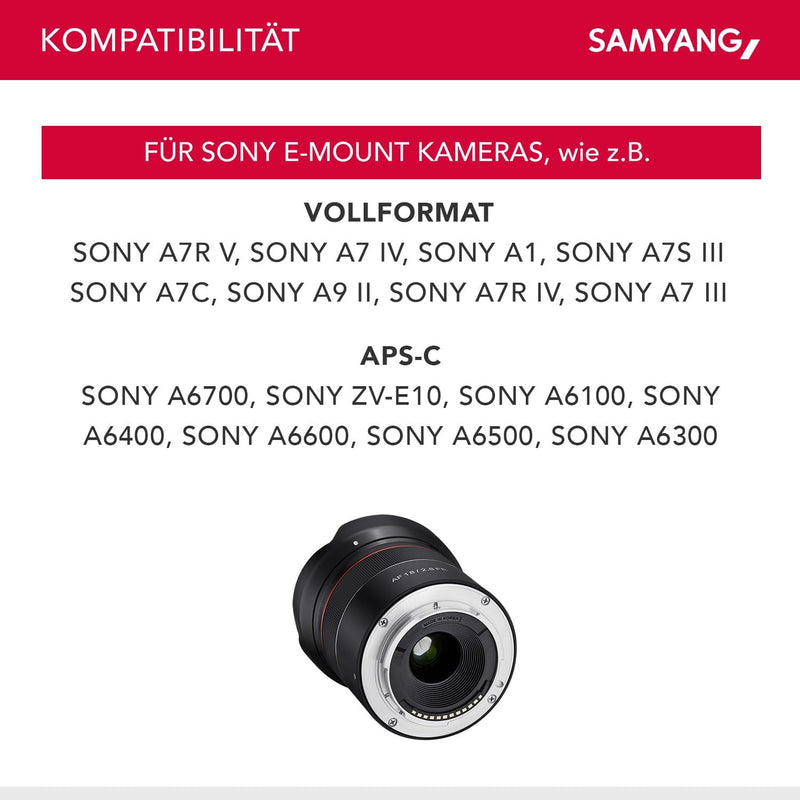 Samyang AF 18mm F2,8 FE + Lens-Station für Sony E Mount Vollformat & APS-C I ultra leichtes Weitwink