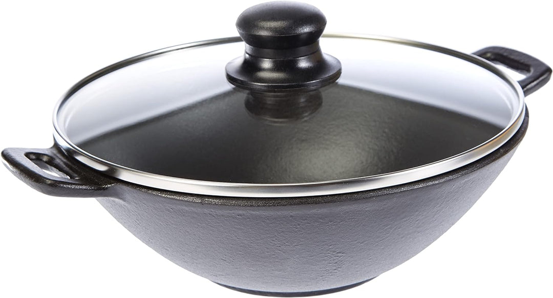 Kela 77747 Wok mit Deckel, Dünstrost, Stäbchen, Gusseisen, 24 cm Durchmesser, Induktionsgeeigent, Wo