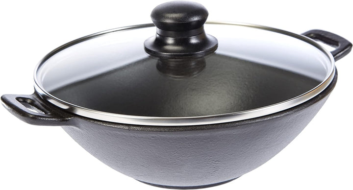 Kela 77747 Wok mit Deckel, Dünstrost, Stäbchen, Gusseisen, 24 cm Durchmesser, Induktionsgeeigent, Wo