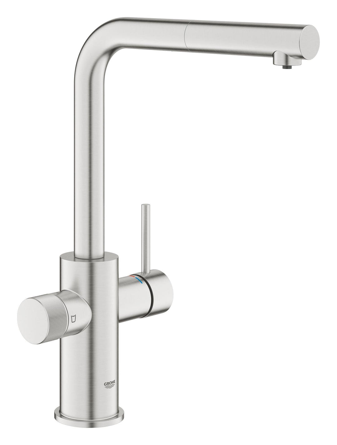 GROHE Blue Pure, Küchenarmatur herausziehbar, mit Filterfunktion (Gefiltertes Wasser: separater Grif