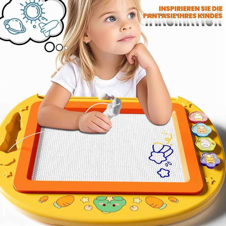 XL Magnetische Zaubertafel für Kinder, Maltafel mit Stempel &amp; Stift, Lernspielzeug &amp; Reisegrösse, Ge
