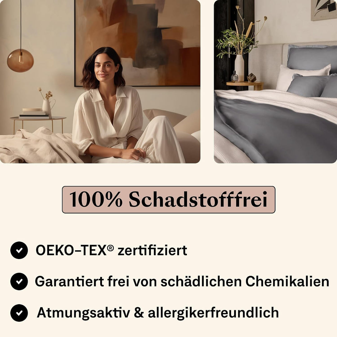 Kissenbezug 40x60 2er Set Dunkelgrau | Weiche Kissenhülle aus Feinster Ägyptische Baumwolle | Satin