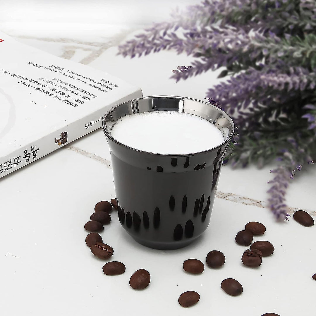 Easyworkz Espressotassen aus Edelstahl, doppelwandig, isoliert, Demitasse-Tassen, 2er-Set, hitzebest