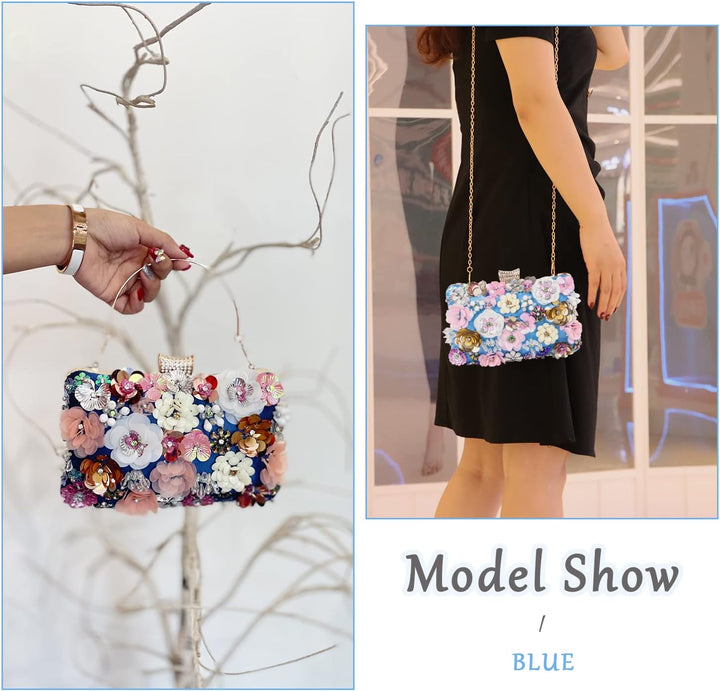 LHHMZ Damen Eleganz Blumen Abend Clutch Taschen Blumen Korn Hochzeits Einkaufstaschen Braut Schulter