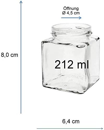mikken 12x Gewürzglas Einmachglas eckig 212 ml mit Beschriftungsetiketten