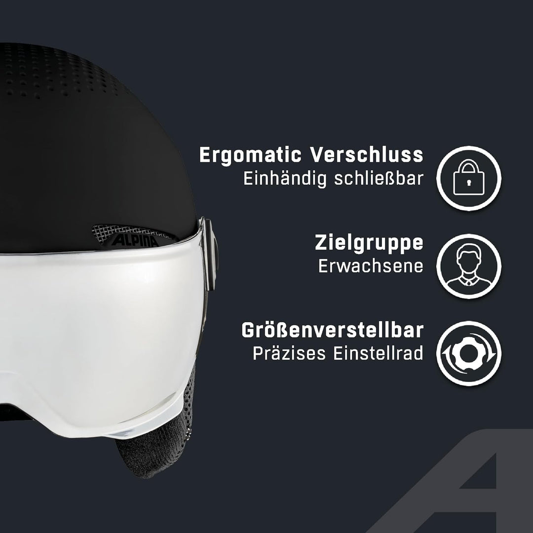 ALPINA ARBER VISOR Q-LITE - Hochwertiger & Leichter Skihelm Mit Kontrastverstärkendem Visier Für Erw