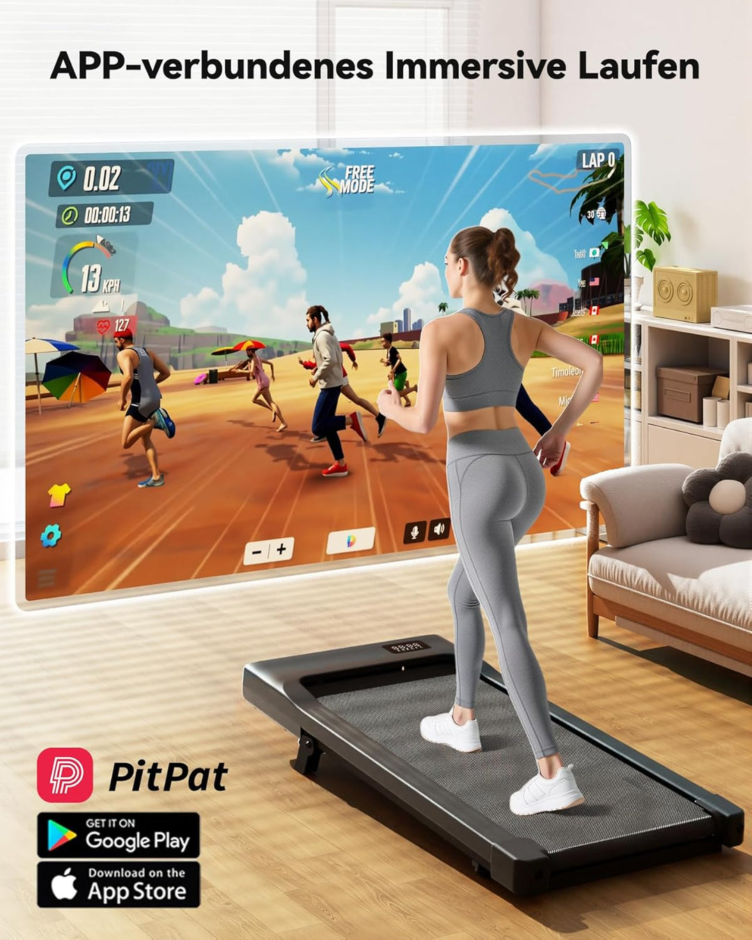 Walking Pad mit Steigung 6% Lacuffy, Laufband für Zuhause 6km/h & 12km/h mit Fernbedienung und App,
