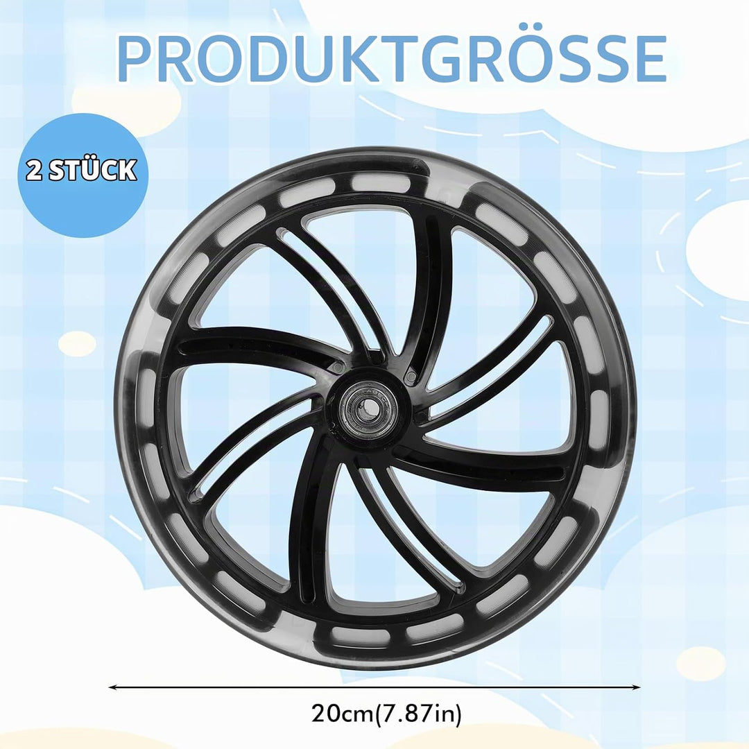 2 Stück 200mm Ersatzräder - rutschfest und langlebig - für Roller und Kickscooter
