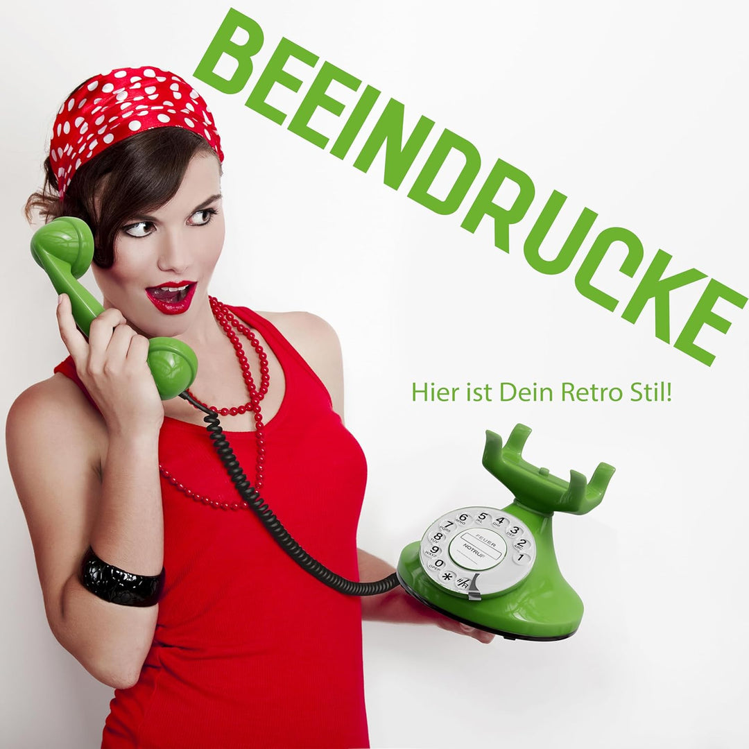 OPIS FunkyFon Cable: Retro Telefon mit Wählscheibe in geschwungenem 1920er Stil mit elektronischer K