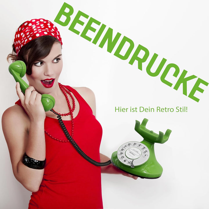 OPIS FunkyFon Cable: Retro Telefon mit Wählscheibe in geschwungenem 1920er Stil mit elektronischer K