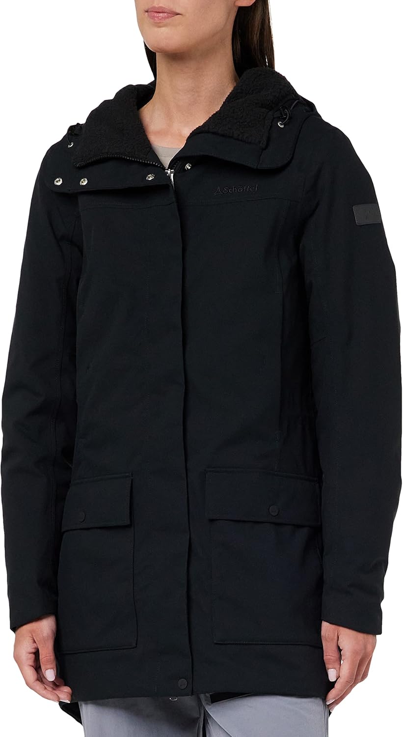 Schöffel Damen Ins. Parka Rotterdam L, wind- und wasserdichter Damen Parka mit verstellbarer Taille,