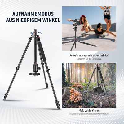 NEEWER 77" Kamerastativ Einbeinstativ für DSLR, Telefon mit 360° Panoramakugelkopf, 2 Achsen Mittels