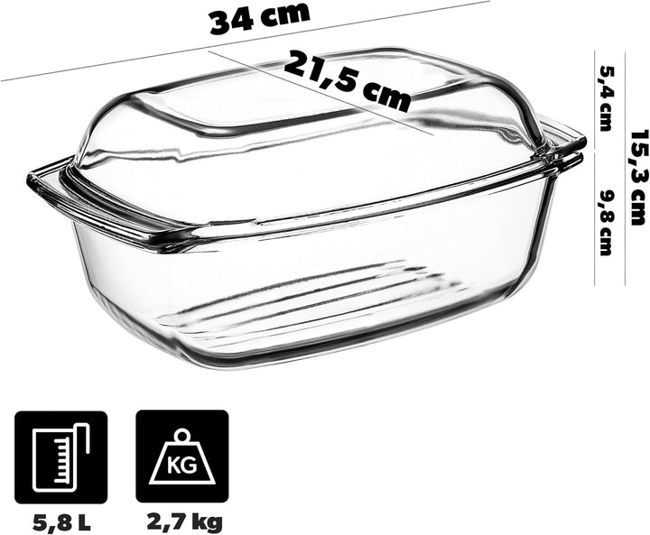 KADAX Glasbräter, Auflaufform mit Deckel aus hitzebeständigem Glas, feuerfestes Gefäss für Lasagne,