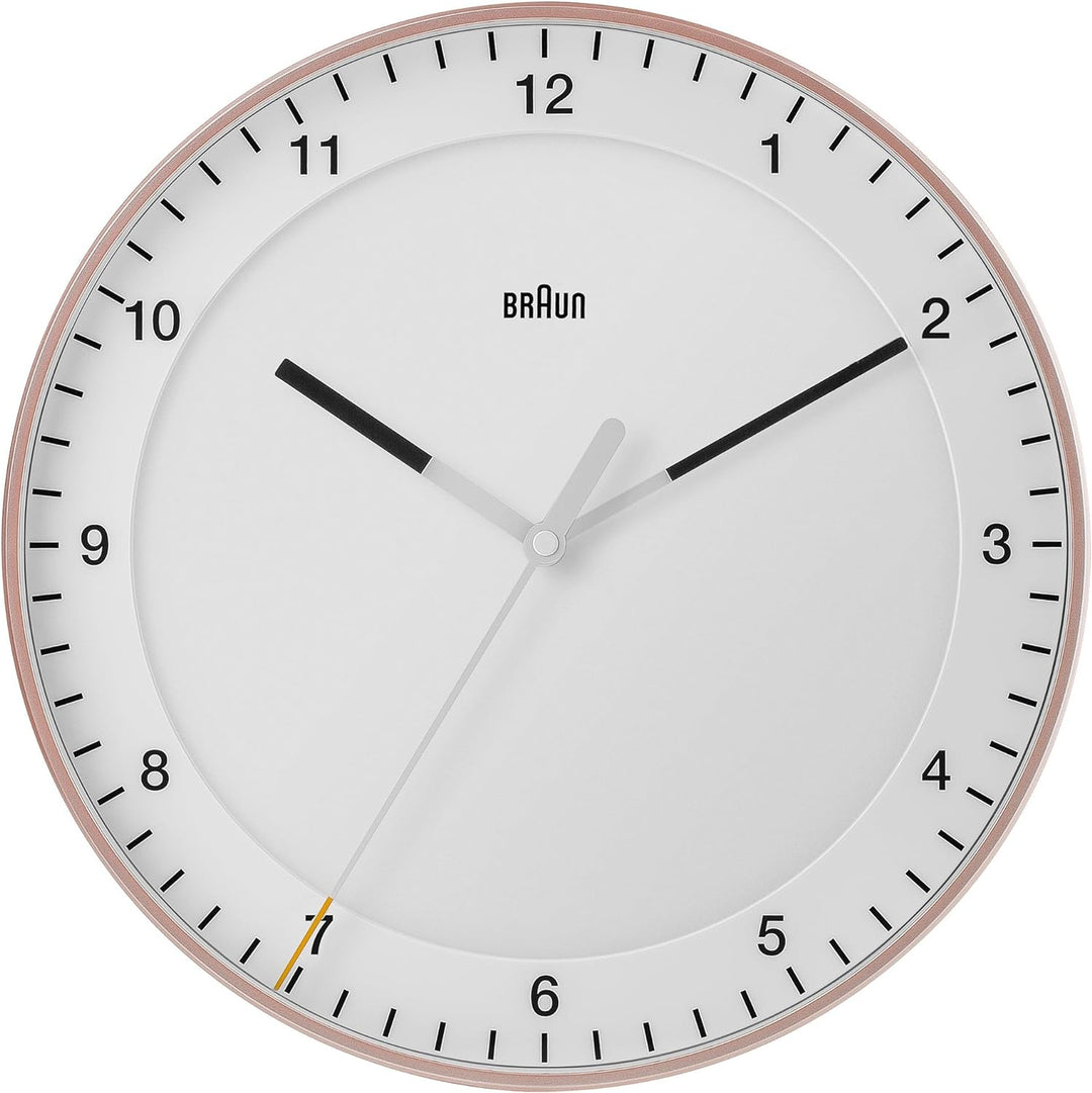 Braun Klassische grosse analoge Wanduhr geräuschlosem Sweep-Uhrwerk, leicht ablesbar, 30 cm Durchmes
