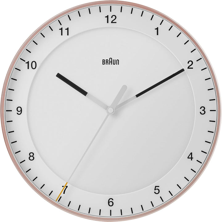 Braun Klassische grosse analoge Wanduhr geräuschlosem Sweep-Uhrwerk, leicht ablesbar, 30 cm Durchmes