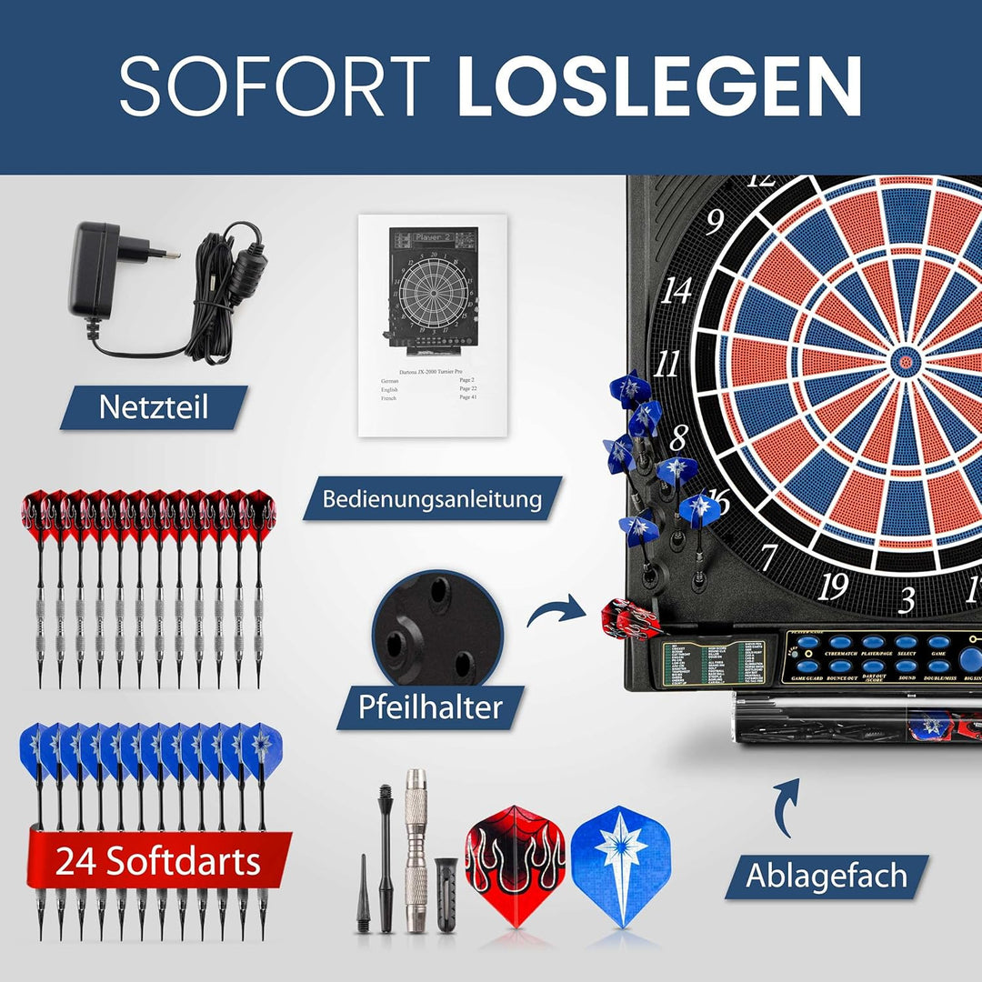 Dartona Elektronische Dartscheibe JX2000 Turnier Pro - | Dartscheibe elektronisch | Turnierscheibe m