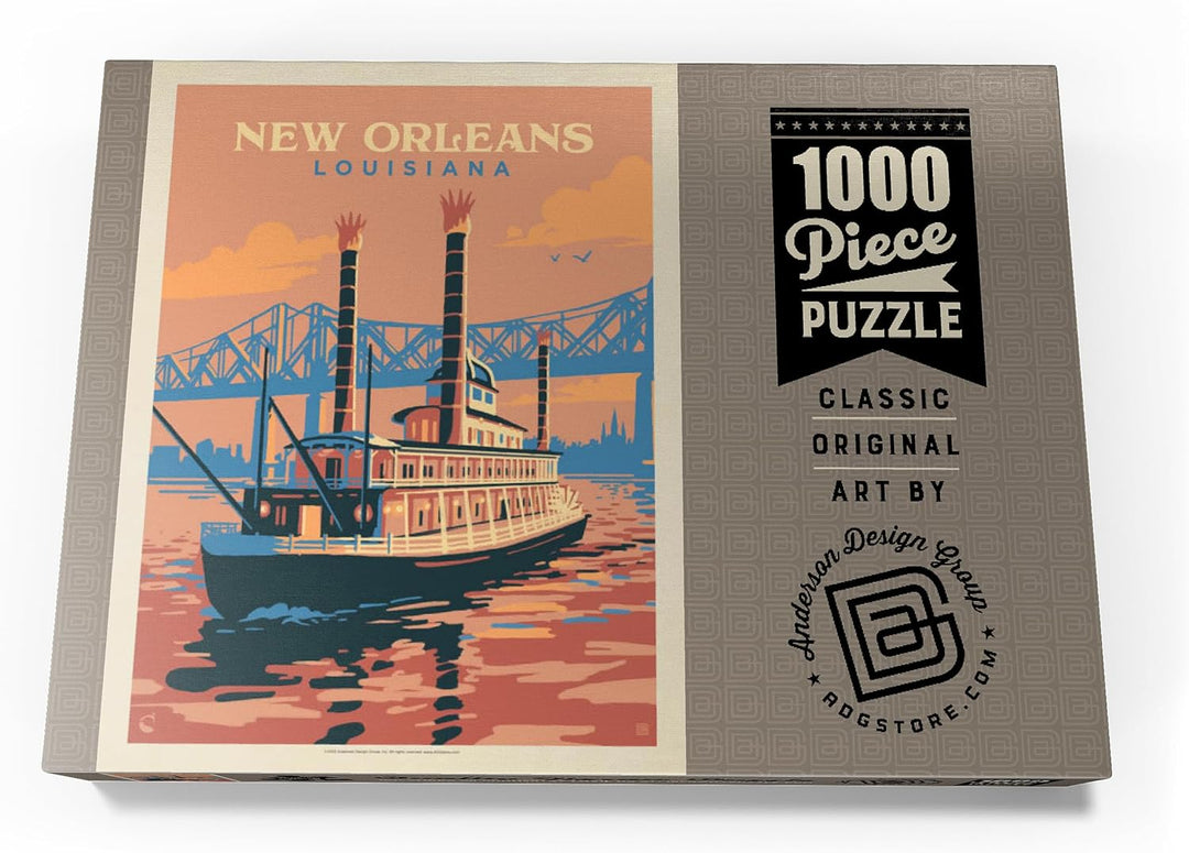 New Orleans: Sunset River Cruise, Vintage Poster - Premium 1000 Teile Puzzle - MyPuzzle Sonderkollek