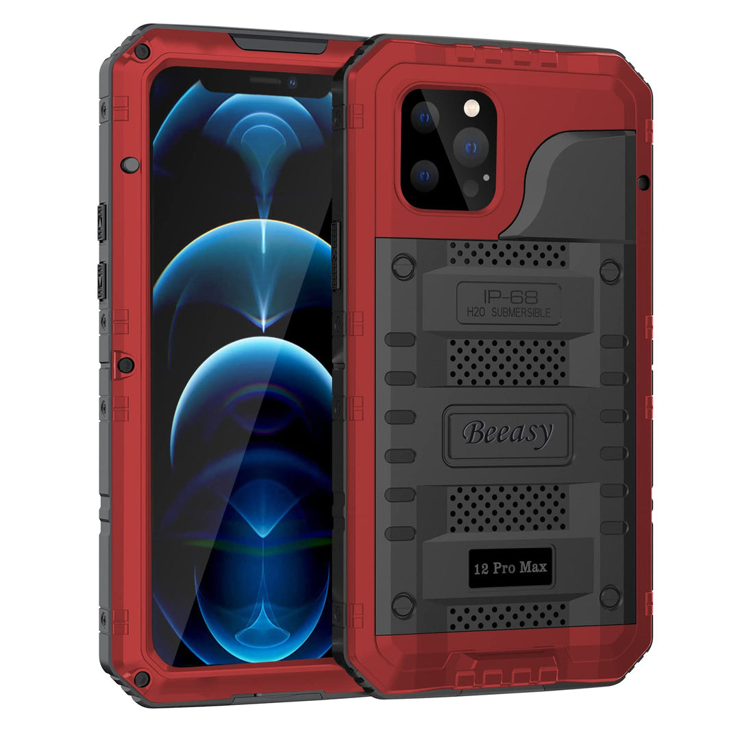 Beeasy für iPhone 12 Pro Max Wasserdicht Outdoor Hülle (6,7"), Stossfest Panzerhülle Militär 360 Gra
