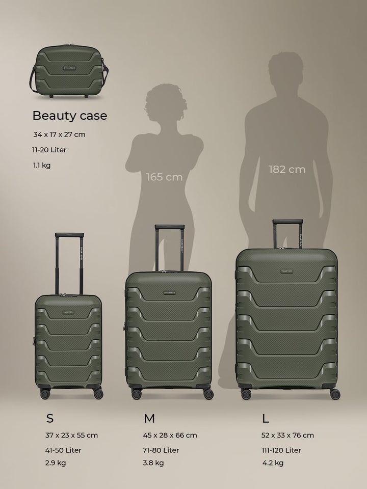 Smartbox Hartschalen Kabinen-Koffer | Kleiner Trolley 37 x 23 x 55 cm von 42 auf 48 Liter erweiterba