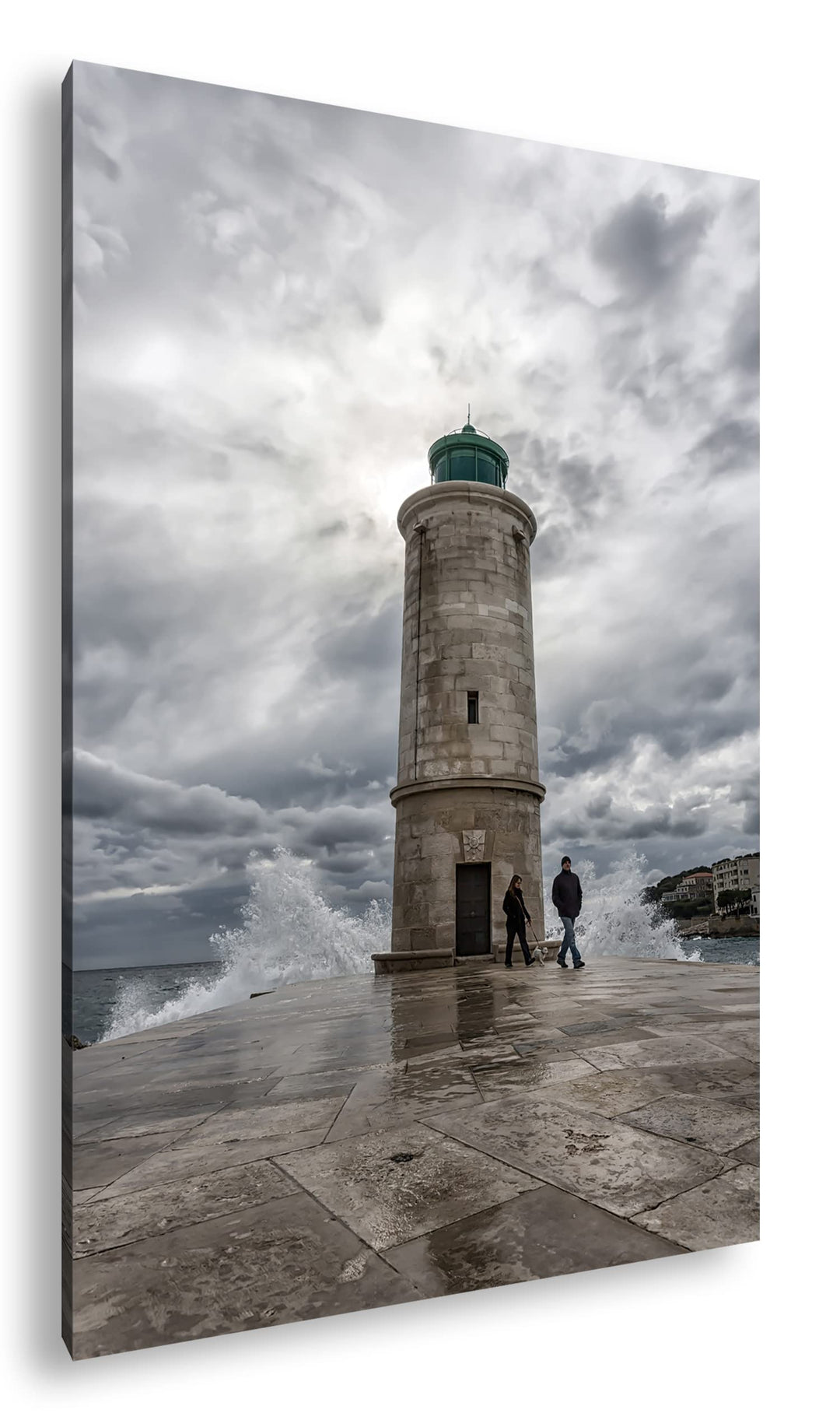 deyoli standfester Leuchtturm Format:90x60 cm als Leinwandbild, Motiv fertig gerahmt auf Echtholzrah