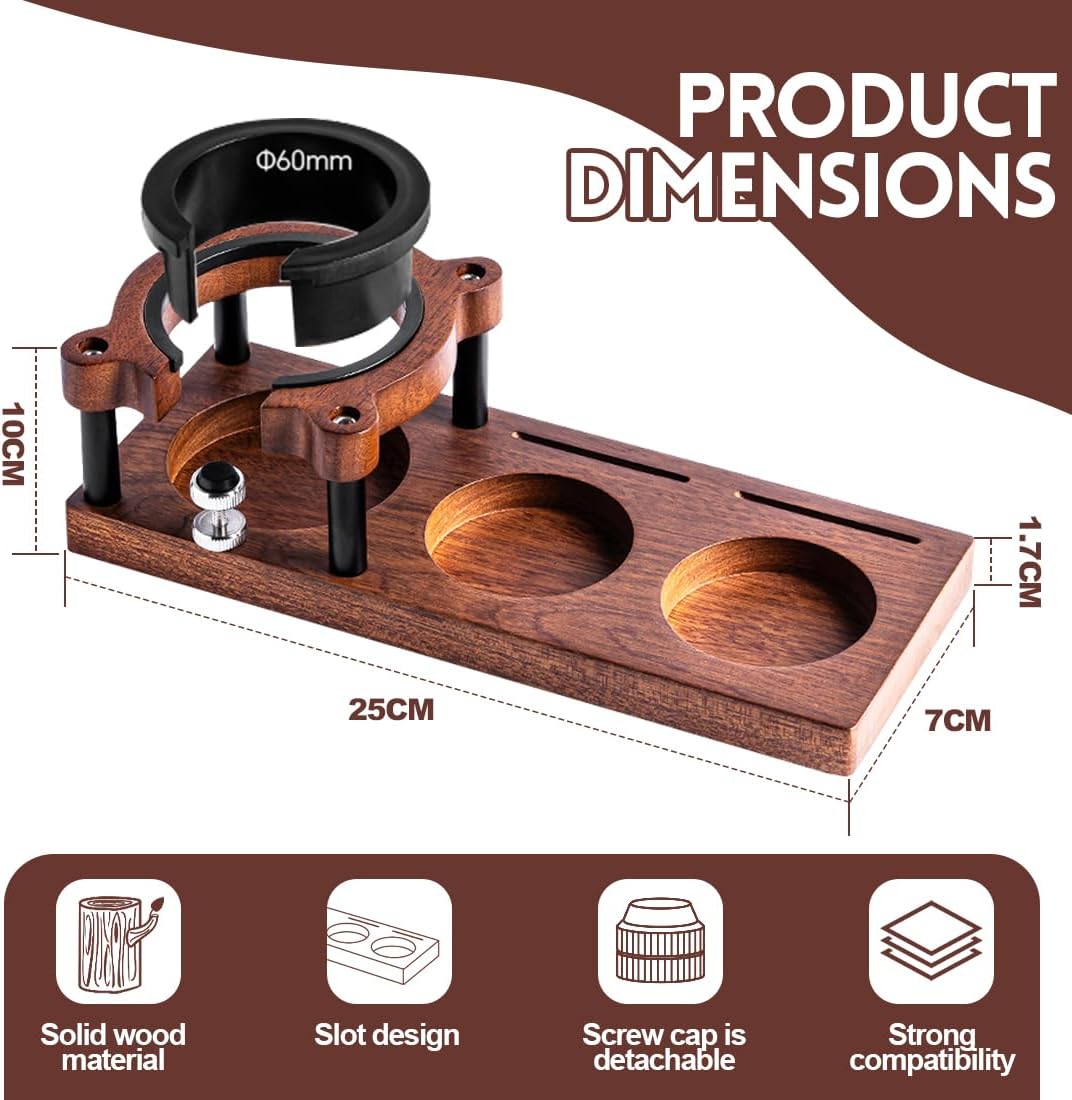 Tamperstation 58mm/51mm-54mm, Espresso Tamper Station, Tamperstation Holz für Siebträger, Barista Ta