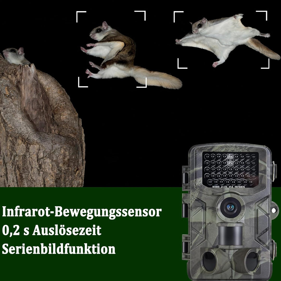 FunKind Wildkamera 4K 50MP, Wildtierkamera mit Nachtsicht Bewegungsmelder Weitwinkel 120°, 850nm IR