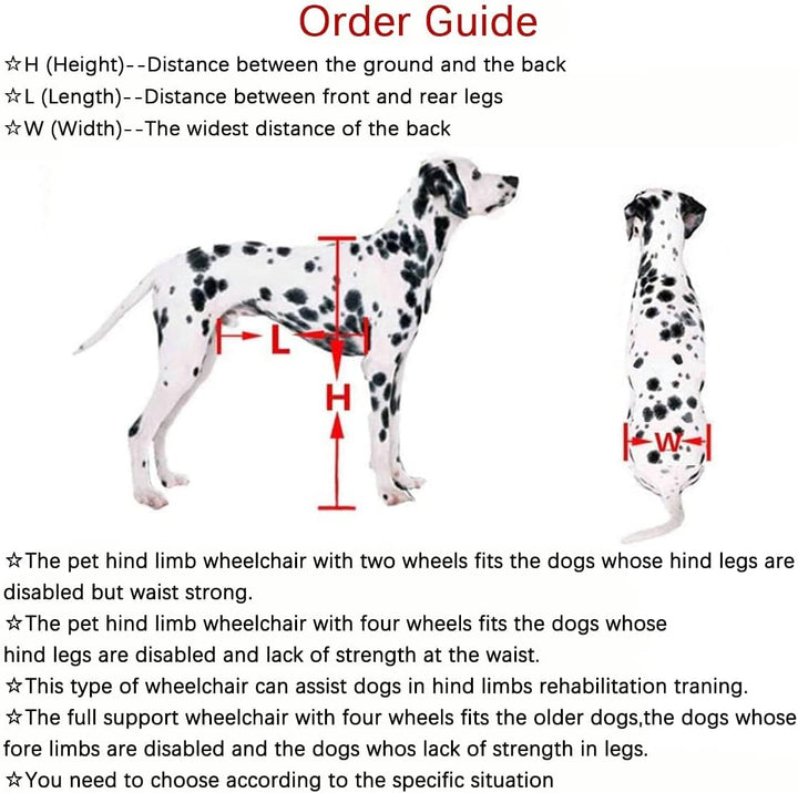 KAJILE Verstellbarer 2-Rad-Hunderollstuhl, L-3 Grösse für behinderte Hund Hinterbeine Rehabilitation