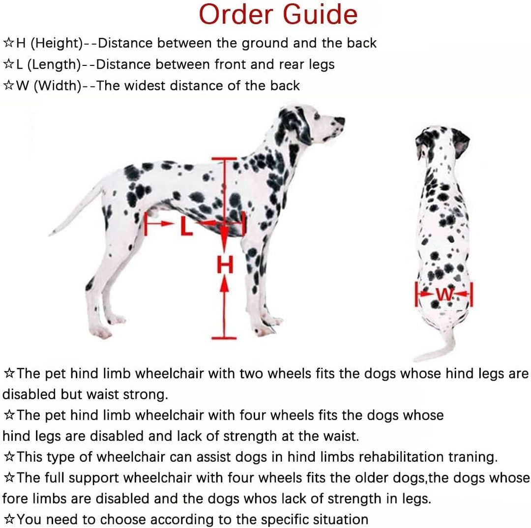 KAJILE Verstellbarer 2-Rad-Hunderollstuhl, L-3 Grösse für behinderte Hund Hinterbeine Rehabilitation