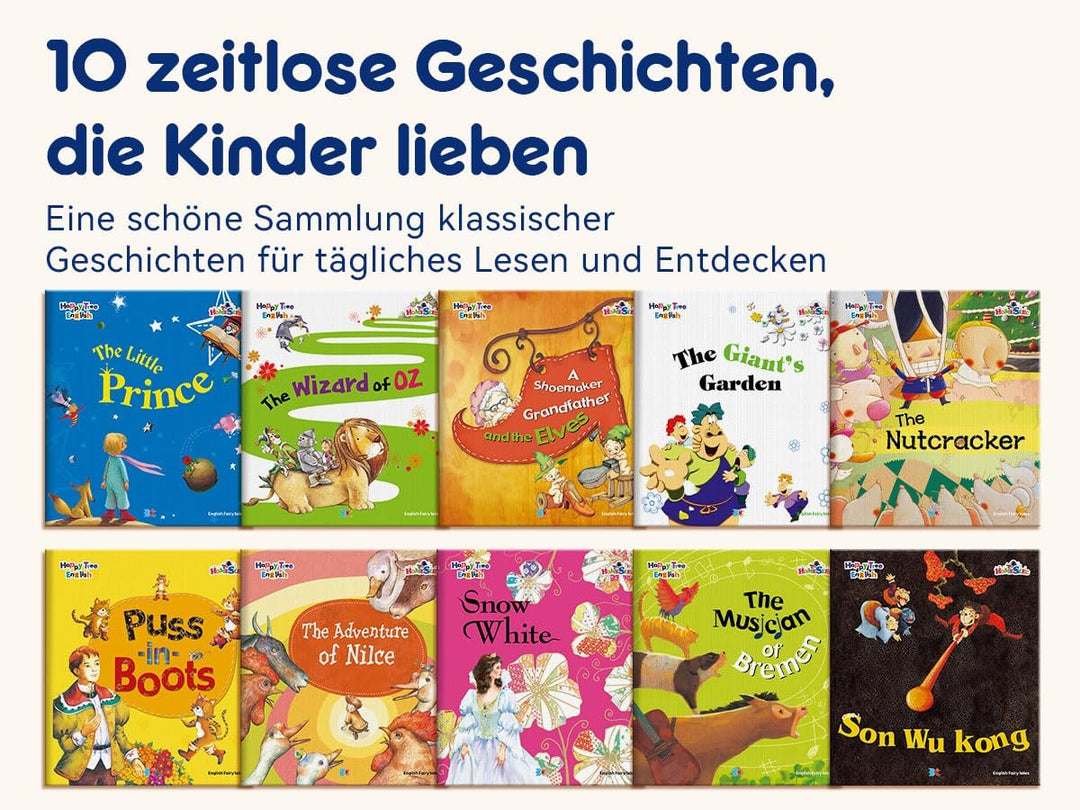 10 interaktive englische Geschichtenbücher für Lernstift, Kinderbücher ab 2–5 Jahren, Vorlesebücher,