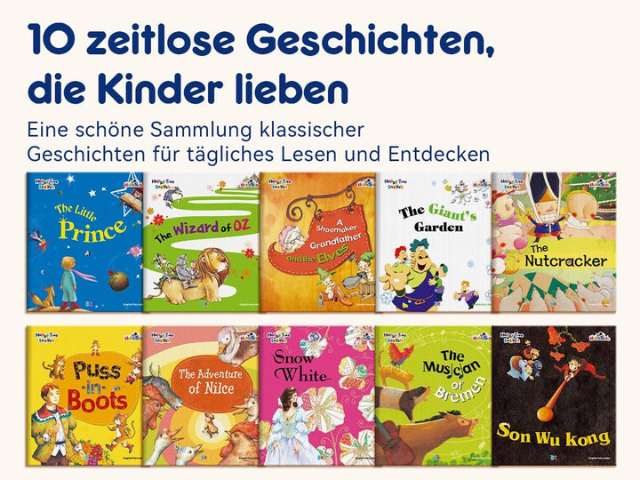 10 interaktive englische Geschichtenbücher für Lernstift, Kinderbücher ab 2–5 Jahren, Vorlesebücher,