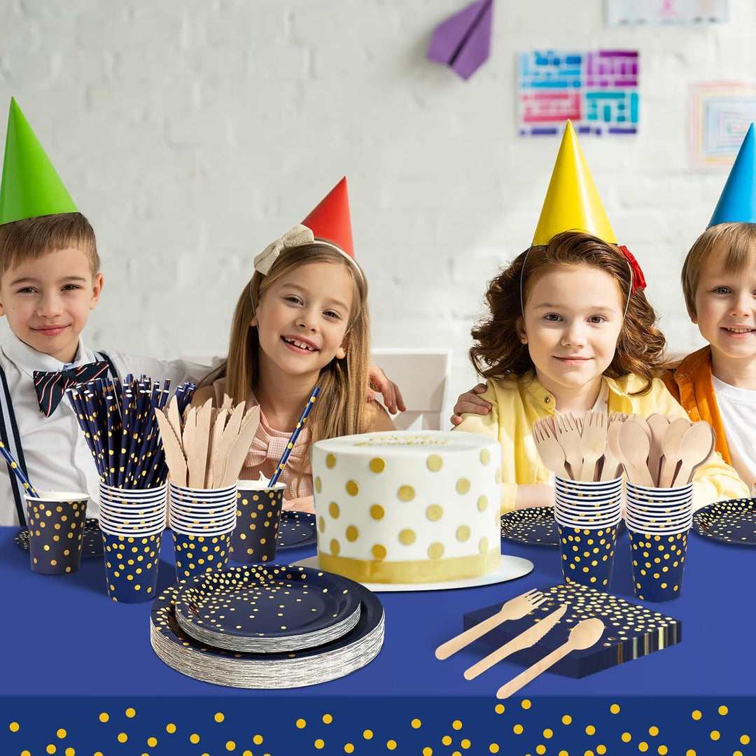Partygeschirr Kindergeburtstag 193 Stück Dunkelblau Partyteller Geburtstag Mädchen Party Papier Set