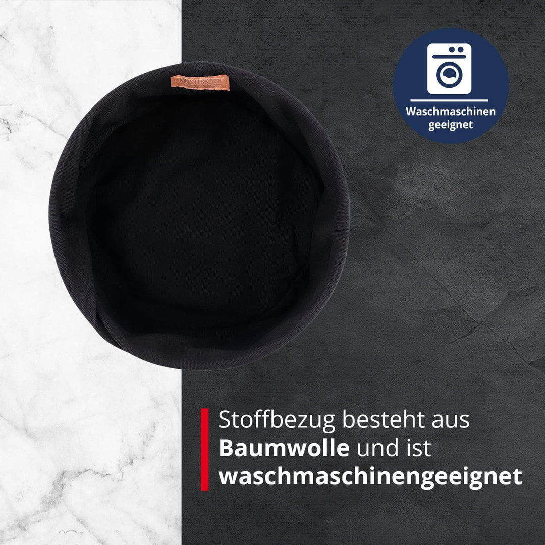 Meisterkoch Brotkorb aus Metall mit Stoffeinsatz, rund 20 cm, Brötchenkorb aus Edelstahl, Stoffeinla