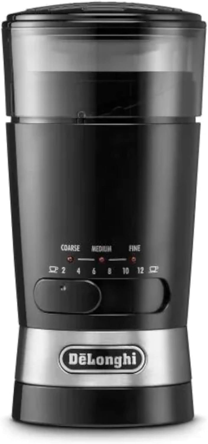 De'Longhi Kaffeemühle KG210 – elektrische Mühle für ganze Kaffeebohnen, Gewürze und Nüsse, rostfreie