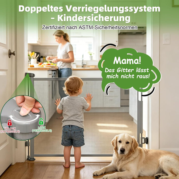 Dioxide Treppenschutzgitter Ausziehbar für Babys, 0-150 cm, Treppenschutzgitter für Kinder und Hunde