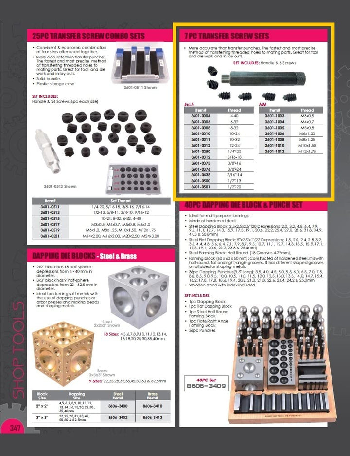 HHIP 3601-0376 Transferschrauben-Set, 9-teilig, 3/8-Zoll-24 7 Piece Set (3/8-24), 7 Piece Set (3/8-2