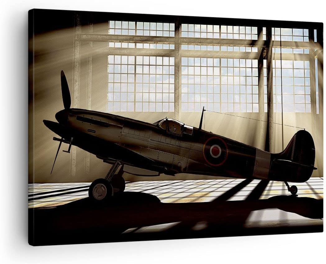 Bilder auf Leinwand Airplain Hangar Flug historisch Leinwandbild 70x50cm Wandbilder Dekoration Wohnz