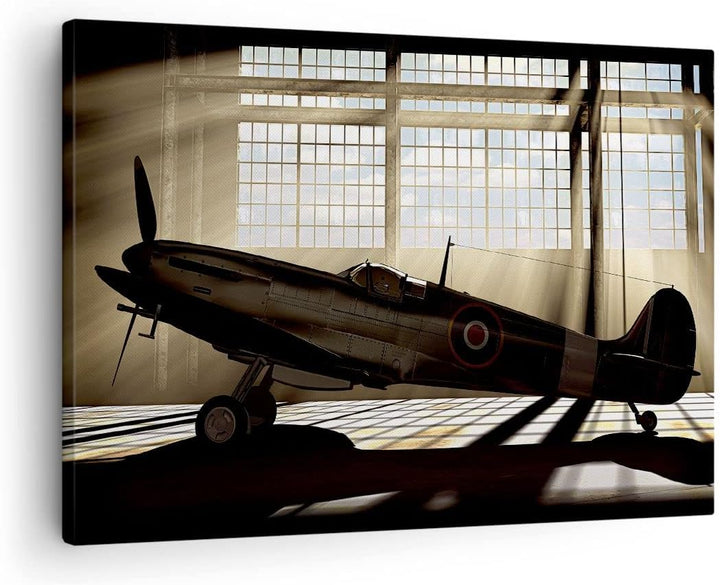 Bilder auf Leinwand Airplain Hangar Flug historisch Leinwandbild 70x50cm Wandbilder Dekoration Wohnz