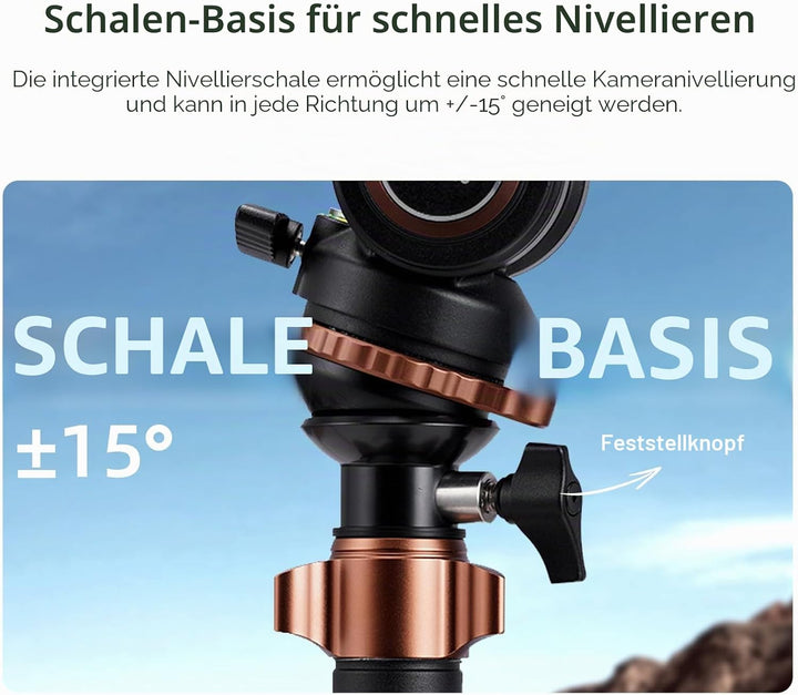 Professionelles Video-Stativ-Einbeinstativ-Kit, Cayer AF2451 67-Zoll-Aluminium-Teleskop-Flip-Lock-St
