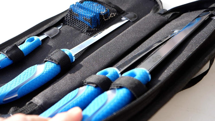 Cuda Anglermesser und Schärfer - Set, Edelstahl , 6-teilig, 18133, Blau